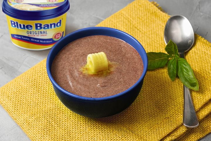 Sweet wimbi porridge with peanut butter
