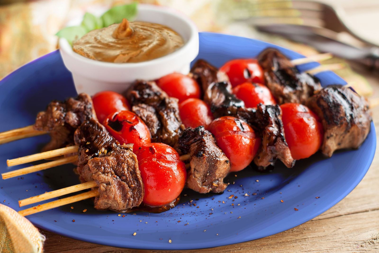 recipe image Grilled Beef Mishkaki with Blue Band Peanut Butter Sauce