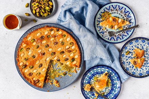 recipe image Basbousa met sinaasappel-oranjebloesemsiroop