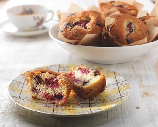 recipe image Muffins met pure chocolade en frambozen