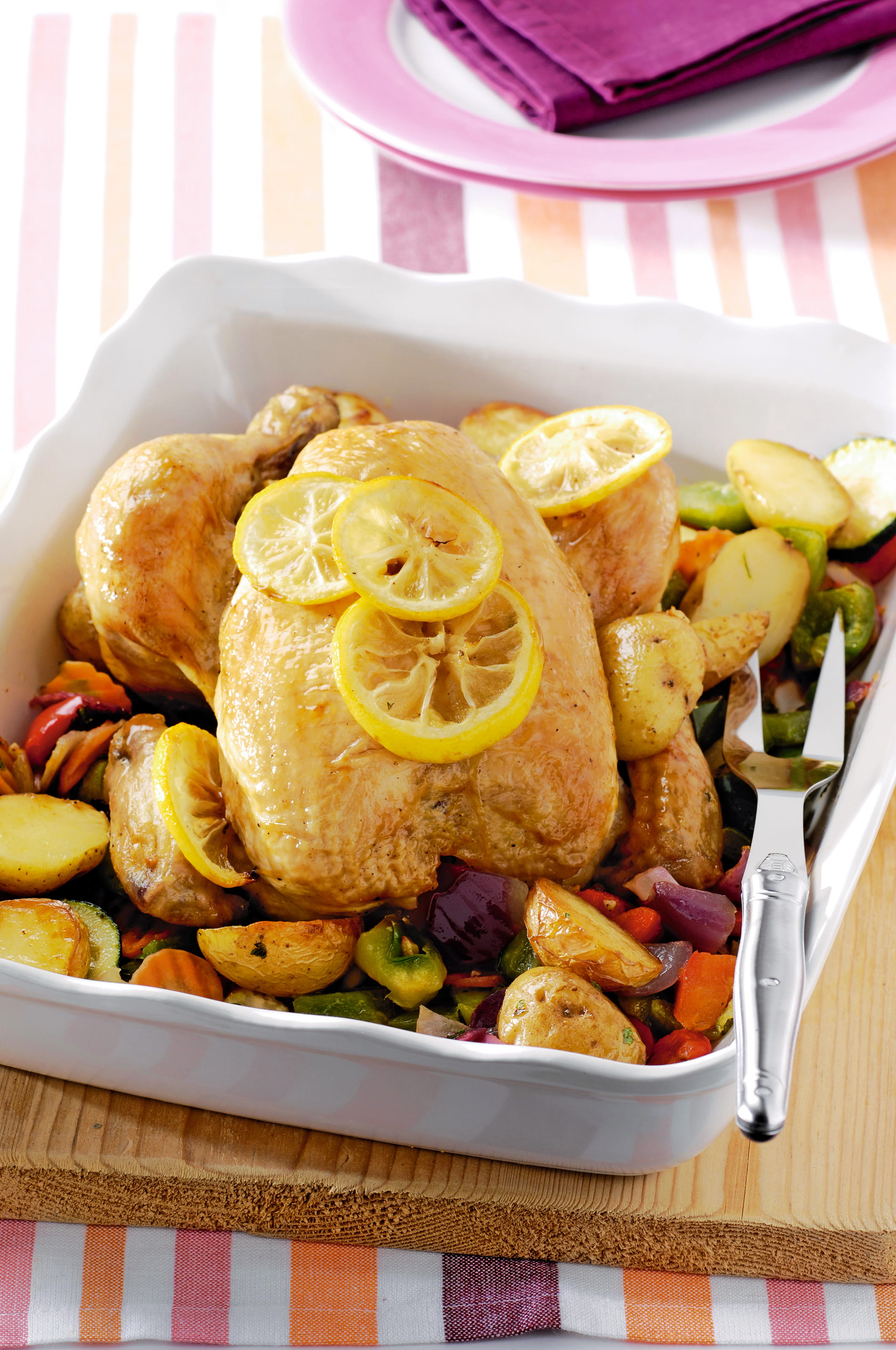 recipe image Boeren ovenkip met groene kruiden en verse groenten