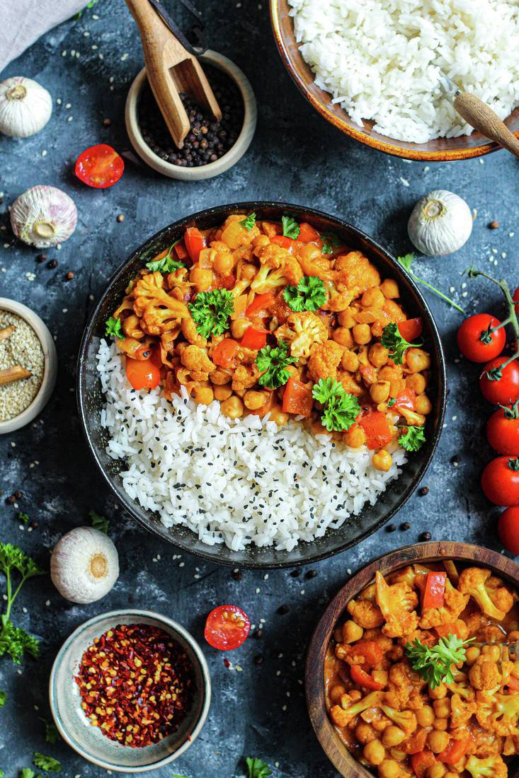 recipe image Romige Tikka Masala met kikkererwten en bloemkool