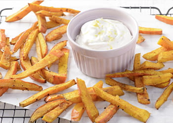 recipe image Pompoenfrietjes met dip