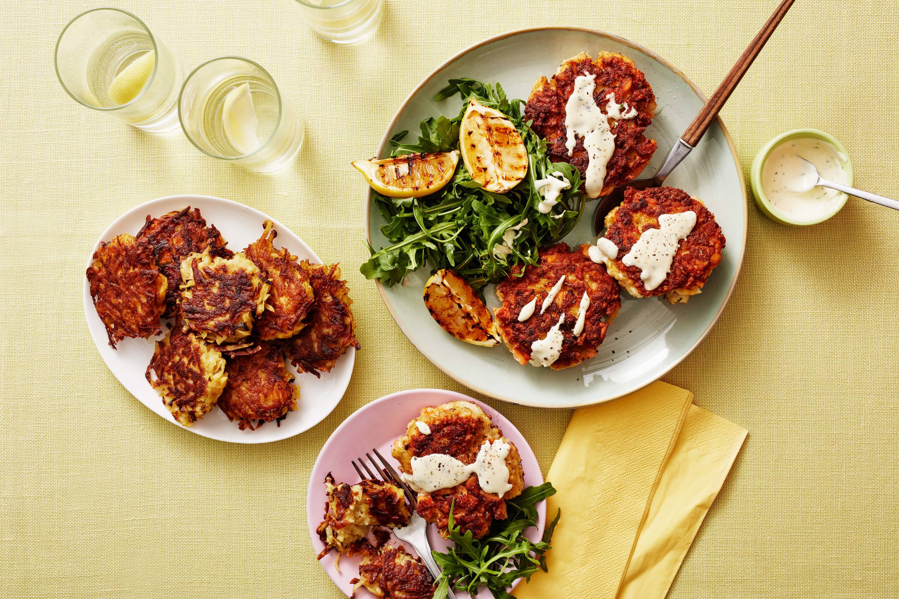 recipe image Aardappel rösti met visburgers