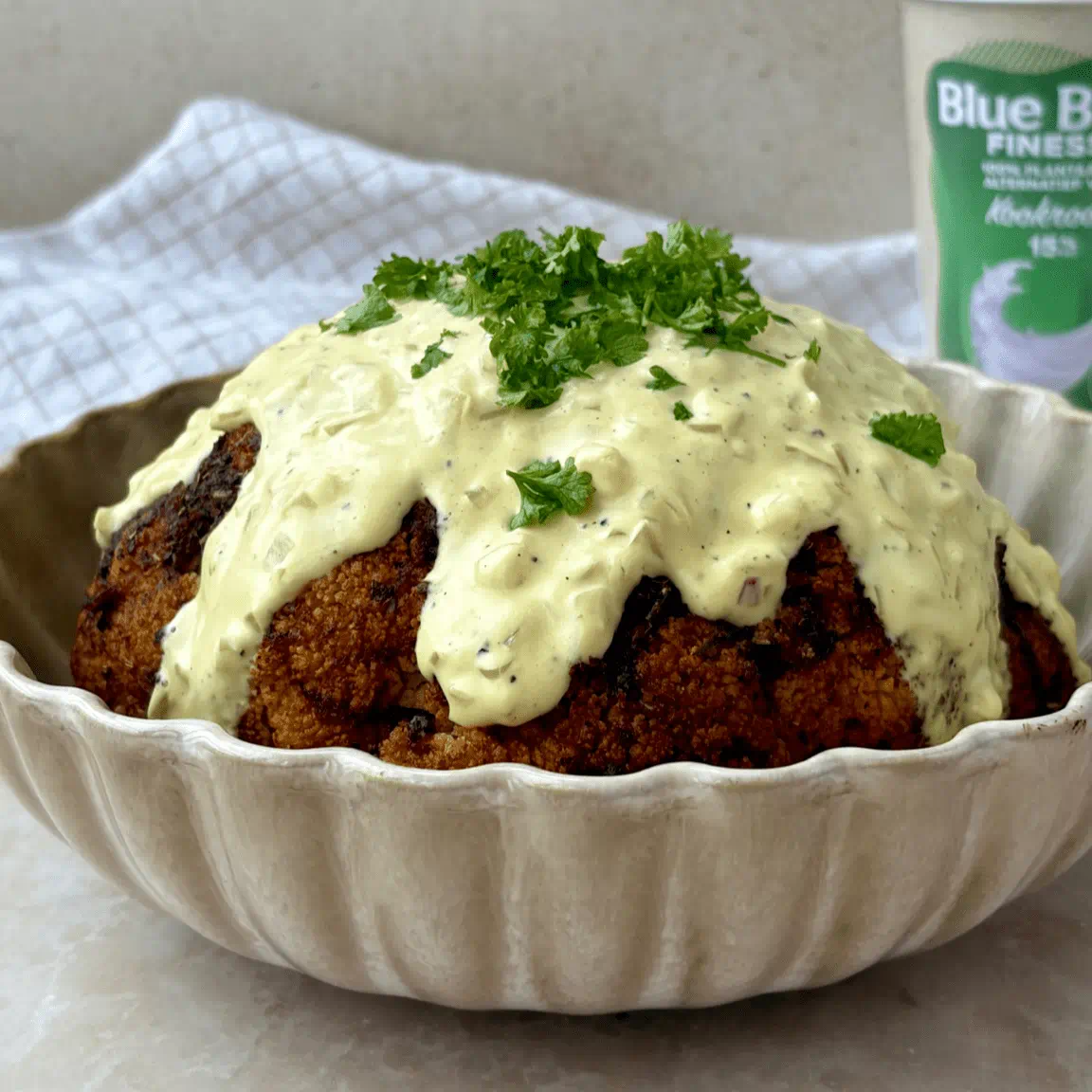 recipe image Geroosterde bloemkool met romige mosterdsaus