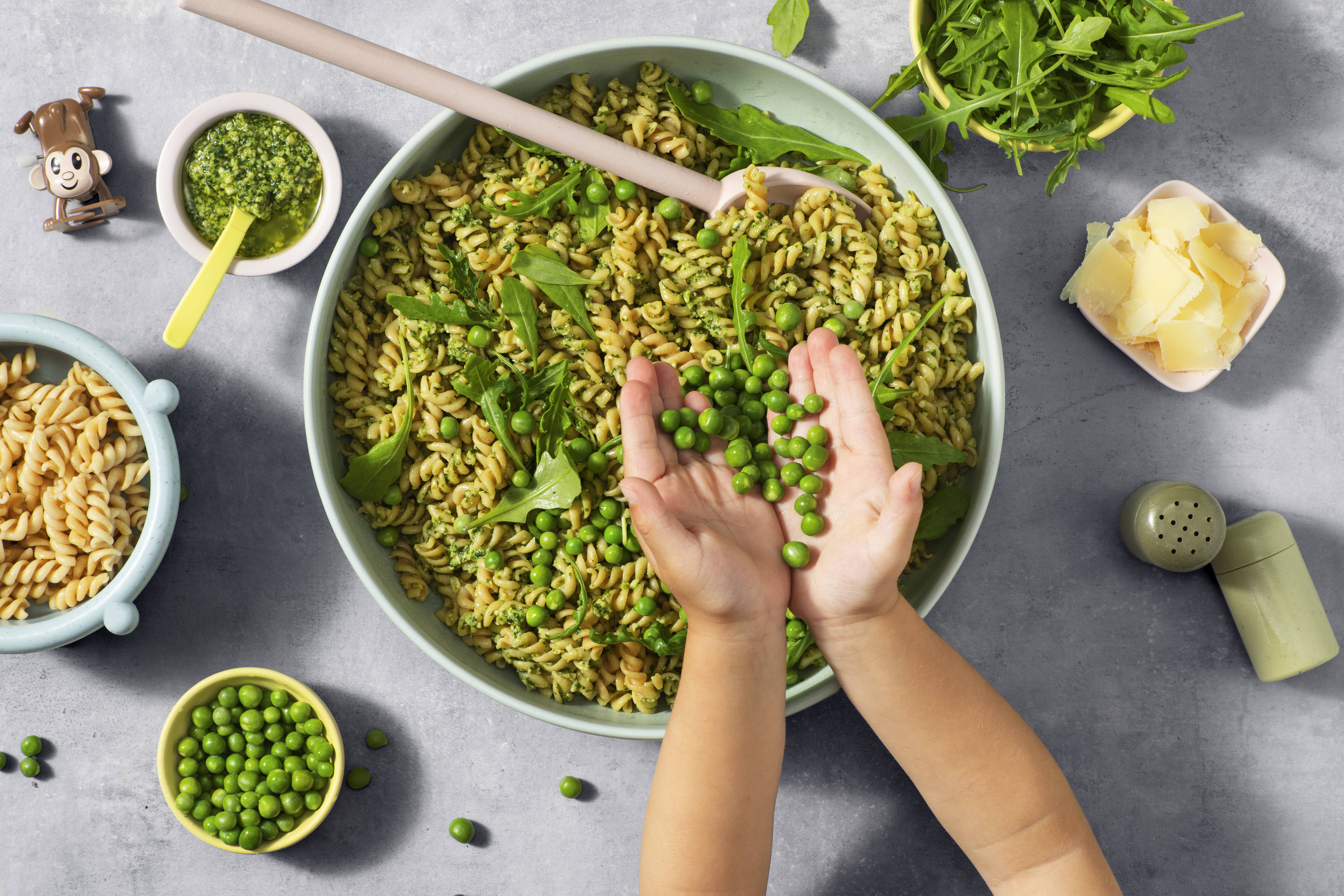 recipe image Italiaanse pasta pesto met doperwten