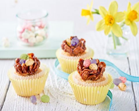 recipe image Paascupcakes met chocolade vogelnestjes