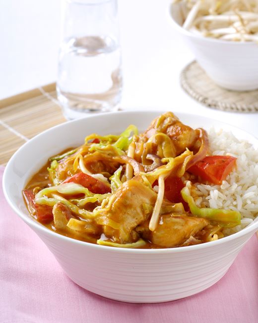 recipe image Thaise kip curry met groente en witte rijst
