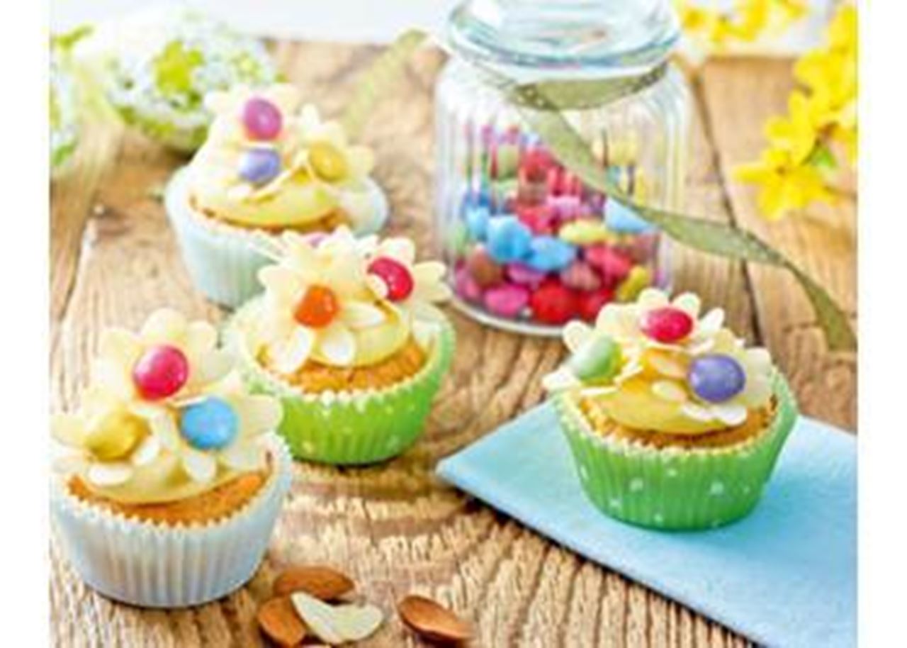 recipe image Vrolijke lentebloemen cupcakes