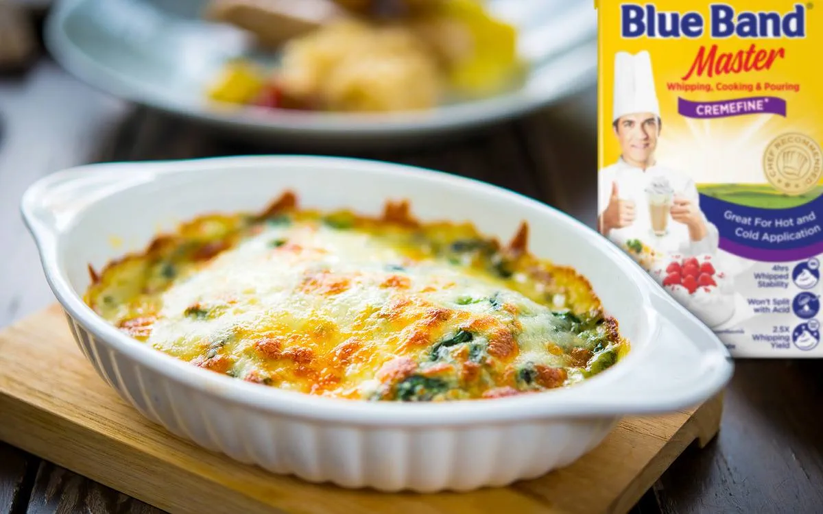 recipe image ผักโขมอบชีส